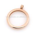 Large size round plain rose gold lockets, 316l stainless steel glass memory lockets jewelry hot sale